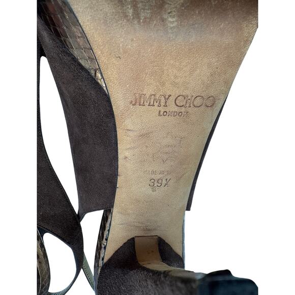 Jimmy Choo Platform Slingback Peep-toe High Heels in Brown Suede Size 39.5 - Picture 8 of 8